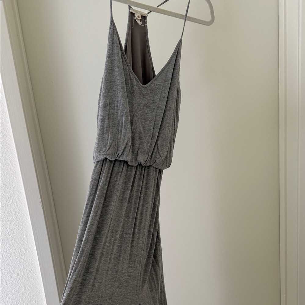 Women's Gray V-Neck racer back Sleeveless Casual Dress